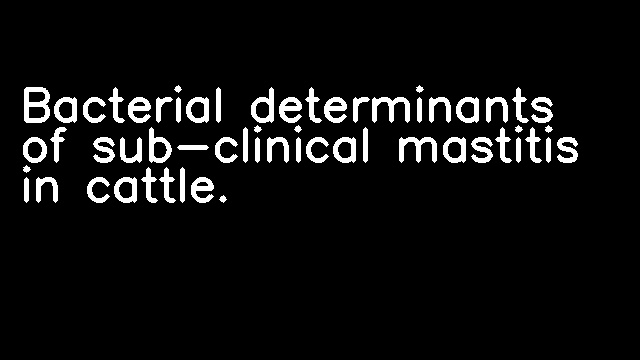 Bacterial determinants of sub-clinical mastitis in cattle.