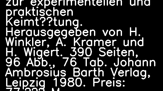 Beiträge zur Krankenhaushygiene und zur experimentellen und praktischen Keimtötung. Herausgegeben von H. Winkler, A. Kramer und H. Wigert. 390 Seiten, 96 Abb., 76 Tab. Johann Ambrosius Barth Verlag, Leipzig 1980. Preis: 77,— M.