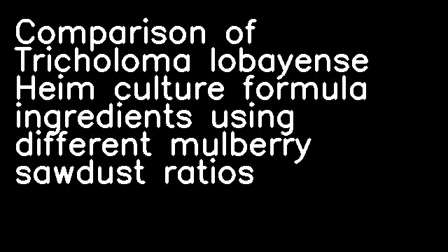 Comparison of Tricholoma lobayense Heim culture formula ingredients using different mulberry sawdust ratios