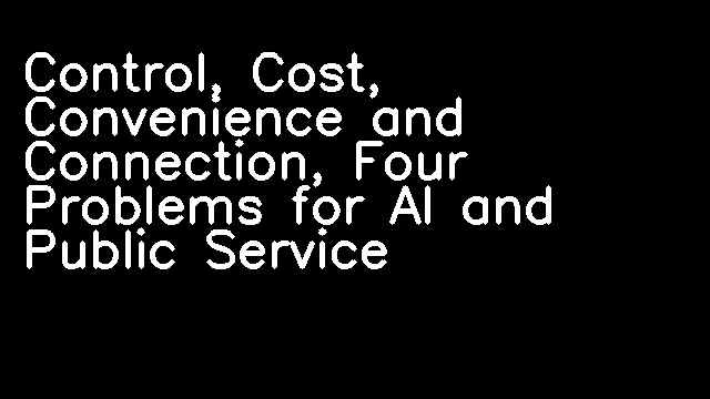 Control, Cost, Convenience and Connection, Four Problems for AI and Public Service