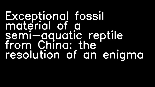 Exceptional fossil material of a semi-aquatic reptile from China: the resolution of an enigma