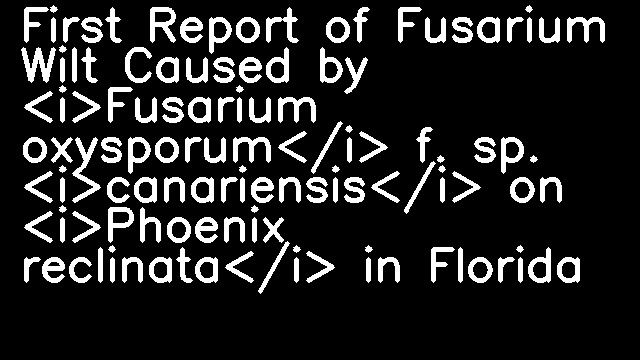 First Report of Fusarium Wilt Caused by <i>Fusarium oxysporum</i> f. sp. <i>canariensis</i> on <i>Phoenix reclinata</i> in Florida