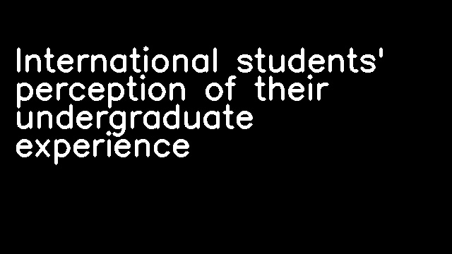 International students' perception of their undergraduate experience