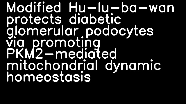 Modified Hu-lu-ba-wan protects diabetic glomerular podocytes via promoting PKM2-mediated mitochondrial dynamic homeostasis