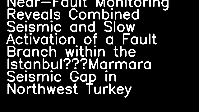 Near-Fault Monitoring Reveals Combined Seismic and Slow Activation of a Fault Branch within the Istanbul–Marmara Seismic Gap in Northwest Turkey