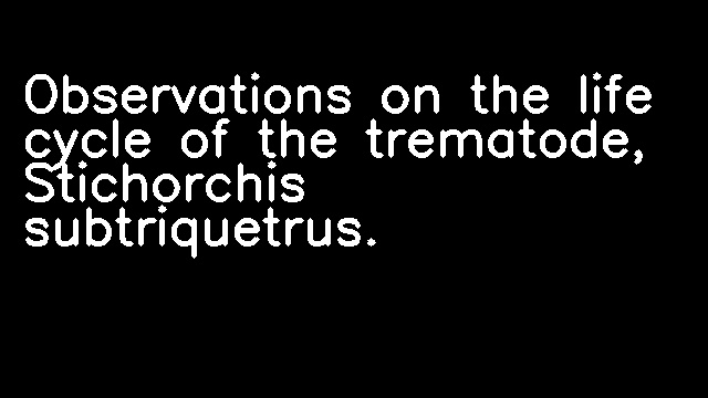 Observations on the life cycle of the trematode, Stichorchis subtriquetrus.