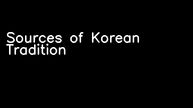 Sources of Korean Tradition