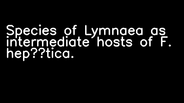 Species of Lymnaea as intermediate hosts of F. hepática.