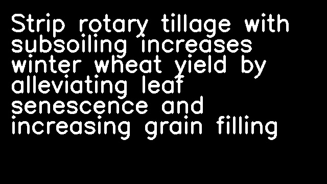 Strip rotary tillage with subsoiling increases winter wheat yield by alleviating leaf senescence and increasing grain filling