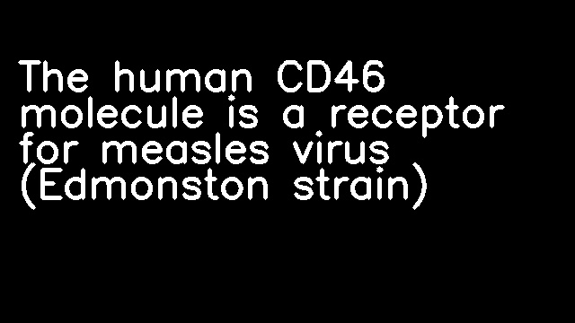 The human CD46 molecule is a receptor for measles virus (Edmonston strain)