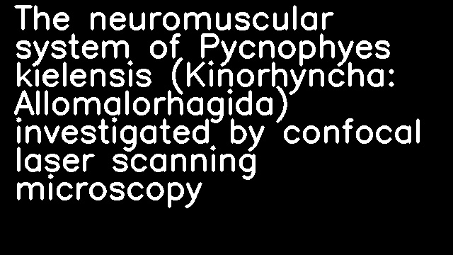 The neuromuscular system of Pycnophyes kielensis (Kinorhyncha: Allomalorhagida) investigated by confocal laser scanning microscopy